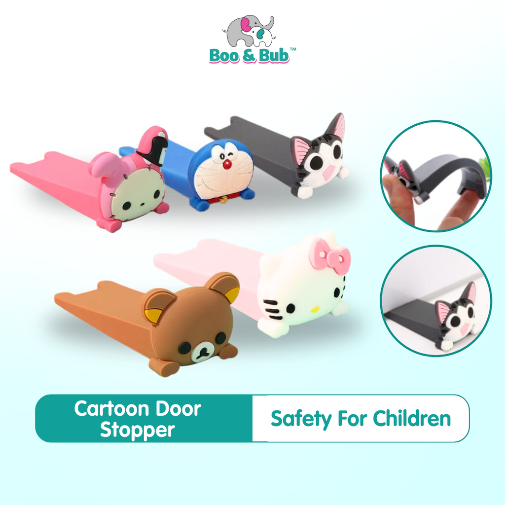 Cute Cartoon Door Stopper | Silicone Door Jam Wedge Slip Resistant Catcher Block Door Stop Baby - Boo & Bub