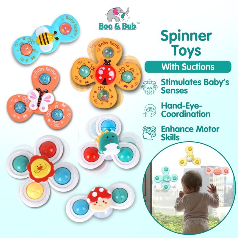 Boo&Bub Baby Spin Top Bath Toys | Boy Children Bathing Spinner Suction Cup Toy For Kids 1 To 6 Years