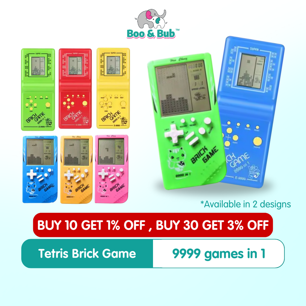 Classic Tetris Brick Game Hand Held | Retro Nostalgic Portable Mini Decompression Toy | Permainan elektronik kanak - Boo & Bub