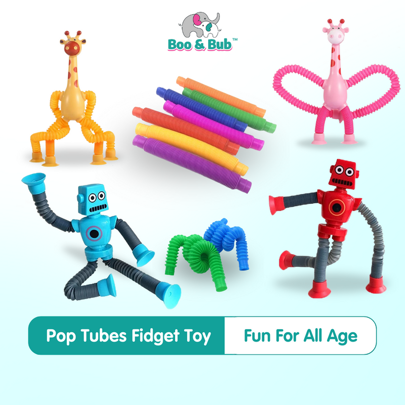 Boo&Bub Pop Tubes Fidget Toy Autism Toys Sensory Stretch Tubes Creative Educational Pipe