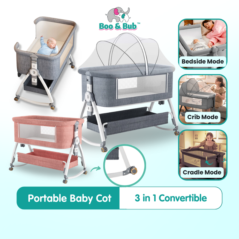 Boo&Bub Newborn Folding Baby Crib Multifunction Portable Baby Cot Adjustable portable baby Bed travel cot katil bayi