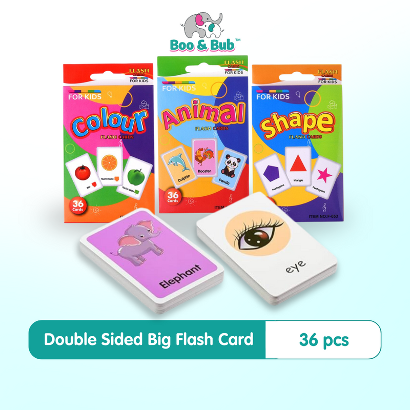 36pcs Double Side Big Flash Cards | Baby Children Cognition Body Parts Animal Fruits Flashcards Montessori