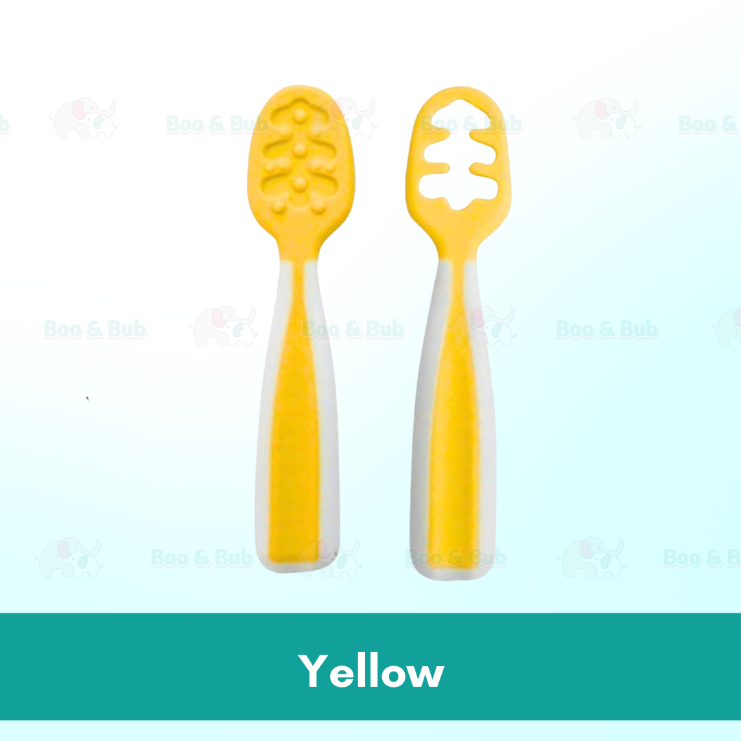 Boo & Bub Baby's First First Dipping Spoons  Baby Pre-Spoon Set 2 Stag6M+ Baby First Spoon BPA FREE Safe PP Material - Boo & Bub