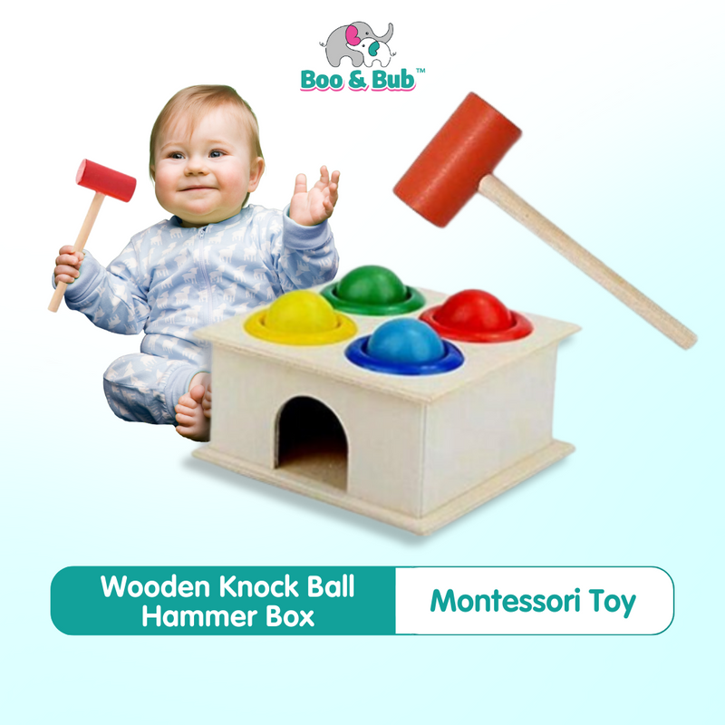 Wooden Knock Ball Hammer Educational Montessori Early Learning Toy | Mainan edukasi knock the ball wooden kayu