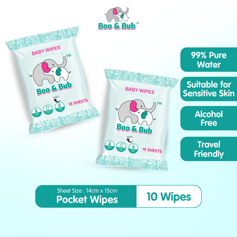 10pcs - Baby Hand Mouth Wipes / Cleaning Wet Tissue | Alcohol-free, paraben-free, fragrance-free wipe / Tisu Basah Bayi