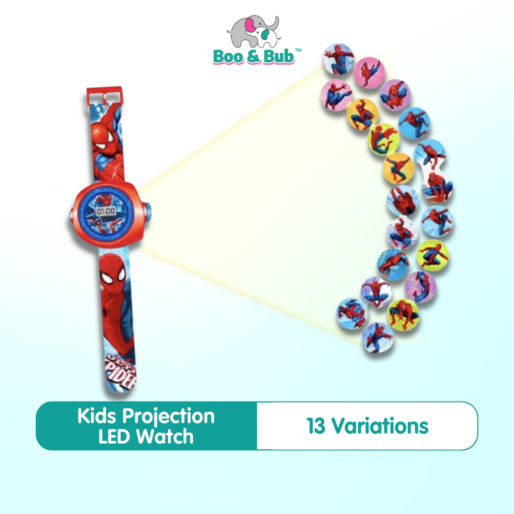 Kids 3D Projection Glow LED Child Digital Watch | Cartoon Super hero rubber watches for boy girl gift - Boo & Bub