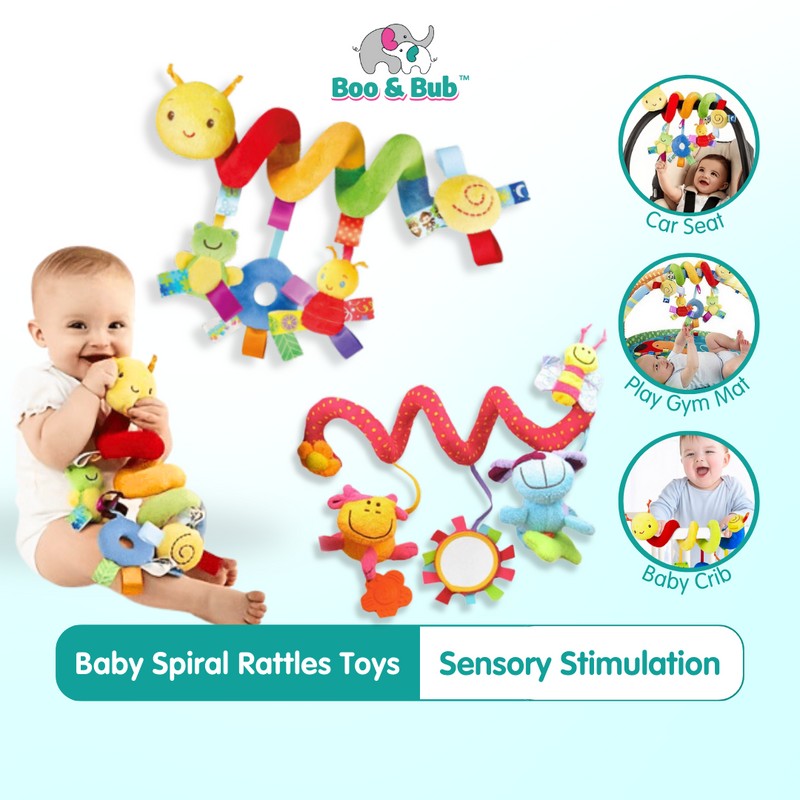 Baby Spiral Rattles Toys | Hanging Plush Infant Squeaky Hand Bells Mobile Cartoon Bed Stroller Pacifier Toy Toddler