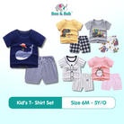 2PCS Kids Short Sleeve T-Shirt Shorts Set | Baju Budak Fashion | Boys Girls Children Clothing Summer Wear - Boo & Bub