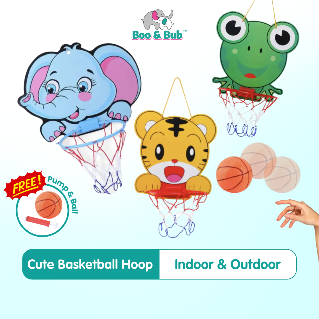 Baby basketball Hanging set | Outdoor Game Indoor Sports Toys for Child Kid Boy Cartoon Sport Early Learning - Boo & Bub