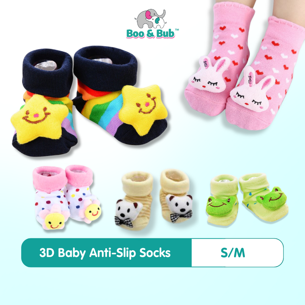 Newborn Baby Anti Slip Cotton Socks | Cartoon 3D Doll With Non-Slip Bottom sock - Boo & Bub