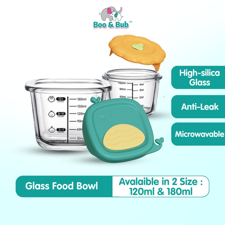 Boo&Bub Children's Complementary Food Bowls Children's Transparent Lunch Boxes Baby Glass Food Storage Containers - Boo & Bub