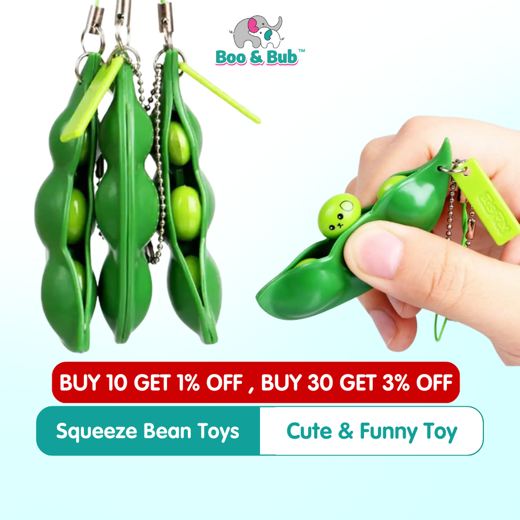 Squeeze Beans Toy | Mini Cute Squishy Edamame Toy Anti stress Ball Rising Abreact Soft Stress Funny Gift Toy - Boo & Bub