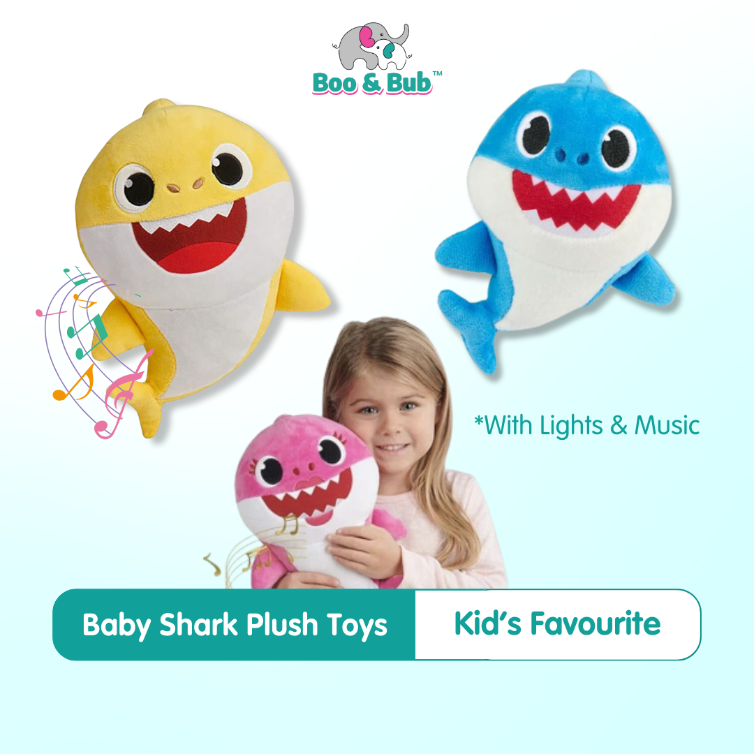 32CM Baby Shark Singing Plush Toy | Flash Sharks Babe Feel Soft Music Sound Doll Stuffed Plush Baby Toys - Boo & Bub