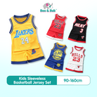 2PCS Kids Sleeveless Basketball Vest Set | Tracksuits T Shirt+Shorts Lakers Bull Sport Jersey - Boo & Bub