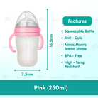 Boo&Bub Silicone Baby Bottle Wide-neck Anti-flatulence Bayi Botol Susu with straw BPA FREE - Boo & Bub