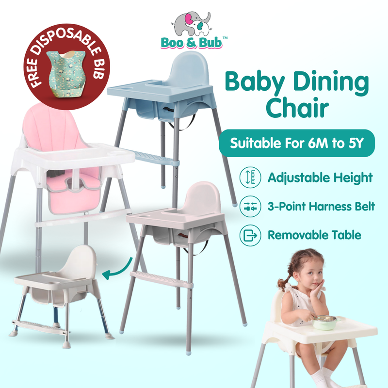 Boo&Bub 2 in 1 Baby Chair Height Adjustable Infant Baby High Chair With Safety Belt Cushion Baby Chair Dining Kerusi