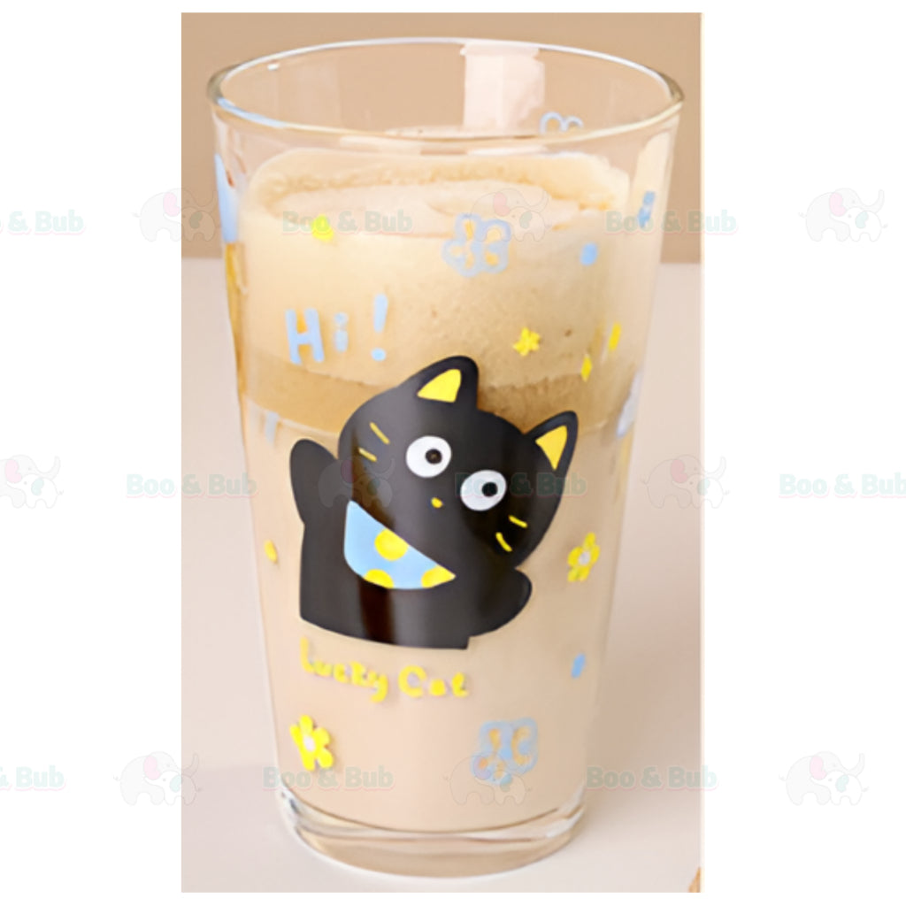 450ML Glass Cup | Juice Straw Mug with Scale Transparent Graffiti Style Kid Gift Portable Milk Drink Water Bottle - Boo & Bub