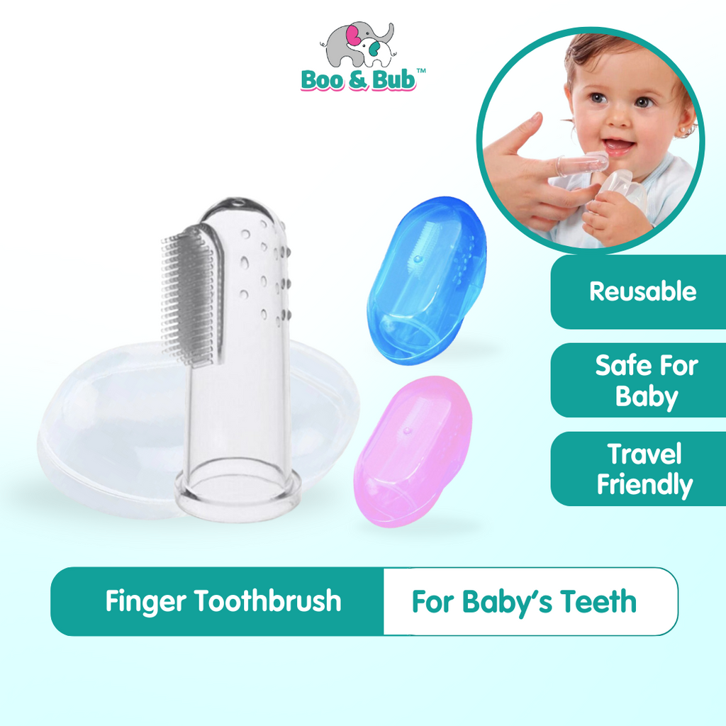 Baby Finger Toothbrush with Box | silicone Children Teeth Clear Soft Silicone Infant Tooth Brush Rubber Cleaning - Boo & Bub
