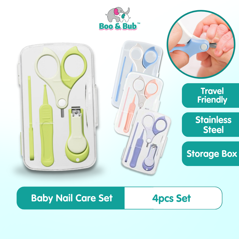 4pcs Newborn Baby Nail Care Set Kit | Cute Infant Finger Trimmer Scissors Nail Clippers Cartoon Animal Storage