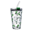 450ML Glass Cup | Juice Straw Mug with Scale Transparent Graffiti Style Kid Gift Portable Milk Drink Water Bottle - Boo & Bub