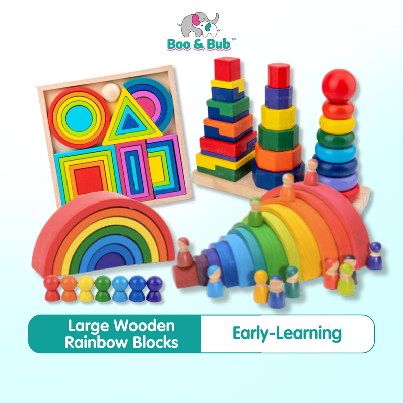 Large Wooden Rainbow Blocks | Toys For Kids Creative Building Toys Montessori Early Educational Gifts