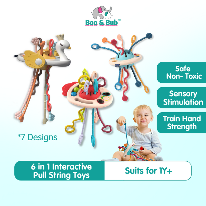Boo&Bub 6 in 1 Activity Toys Educational Interactive Pull String Finger Toy