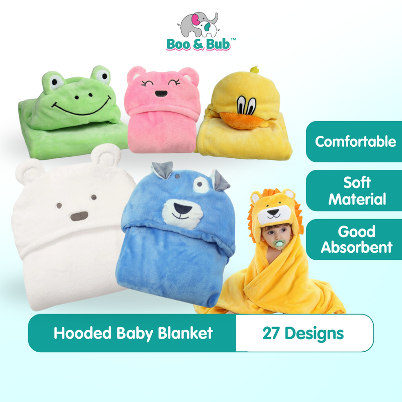 Boo&Bub Hooded Baby Blanket | Swaddle Newborn Thermal Soft Fleece Blanket Solid Bedding Set Cotton Quilt Infant Bedding
