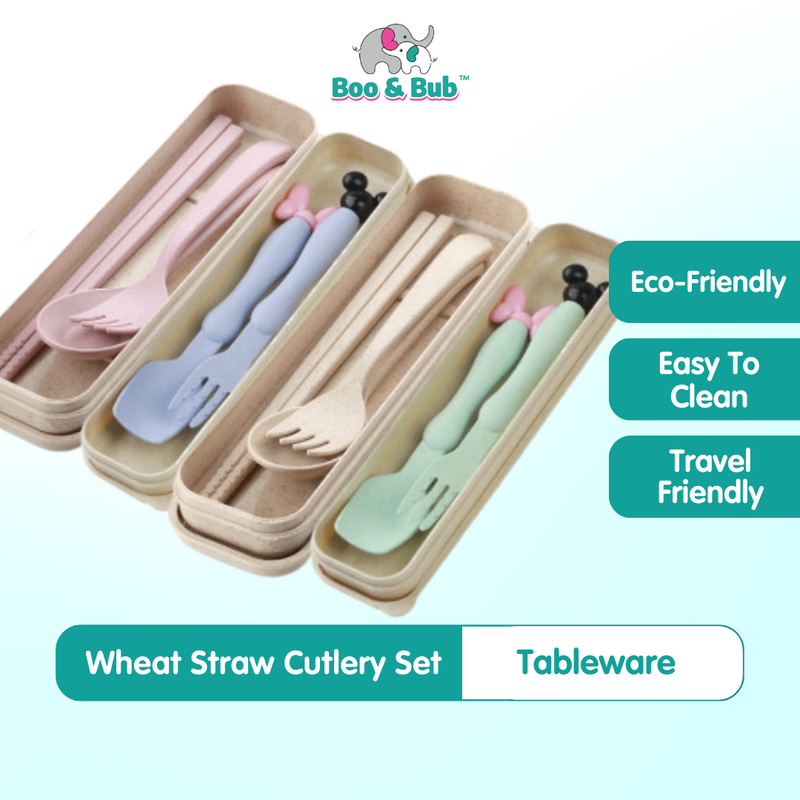 Wheat Cutlery | Bamboo Tableware For Children Travel Cutlery Chopsticks Spoon Kit Gift Dinnerware Set