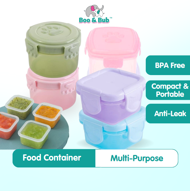 Boo&Bub 4Pcs 60ml Baby Food Container Milk Powder Container Infant Storage Portable Freezer Food Cup