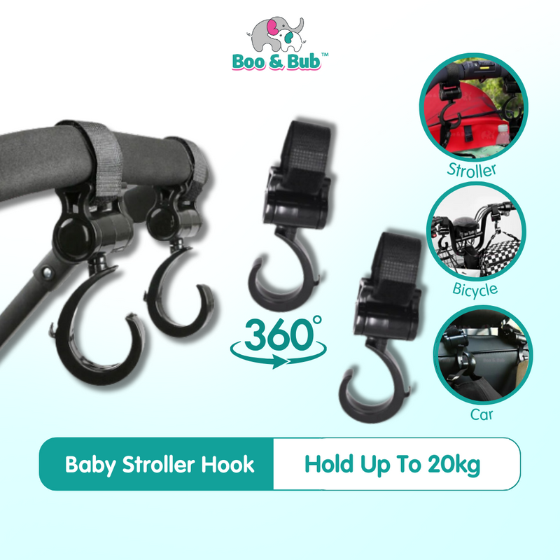 2PCS Baby Stroller Hooks | Pram Rotate 360 Diaper Bag Hanger Baby Kids Activity Gear Stroller Accessories