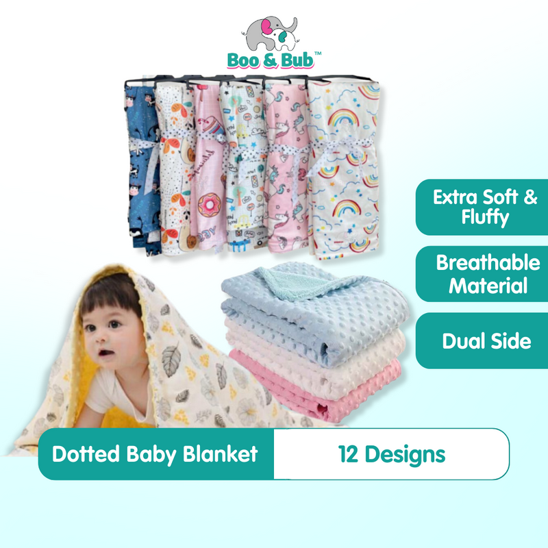 Boo&Bub 120 x 75 CM Baby Baby Dot Blanket | Quilt Flannel Fleece Infant Swaddle Wrap Selimut Kanak-Kanak 婴儿豆豆被
