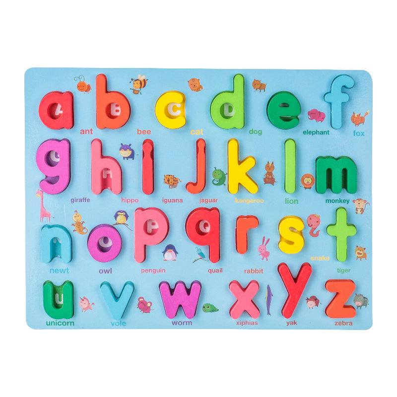 Kids Matching Wooden Board Puzzle Toy Montessori Alphabet Letter Number board - Boo & Bub