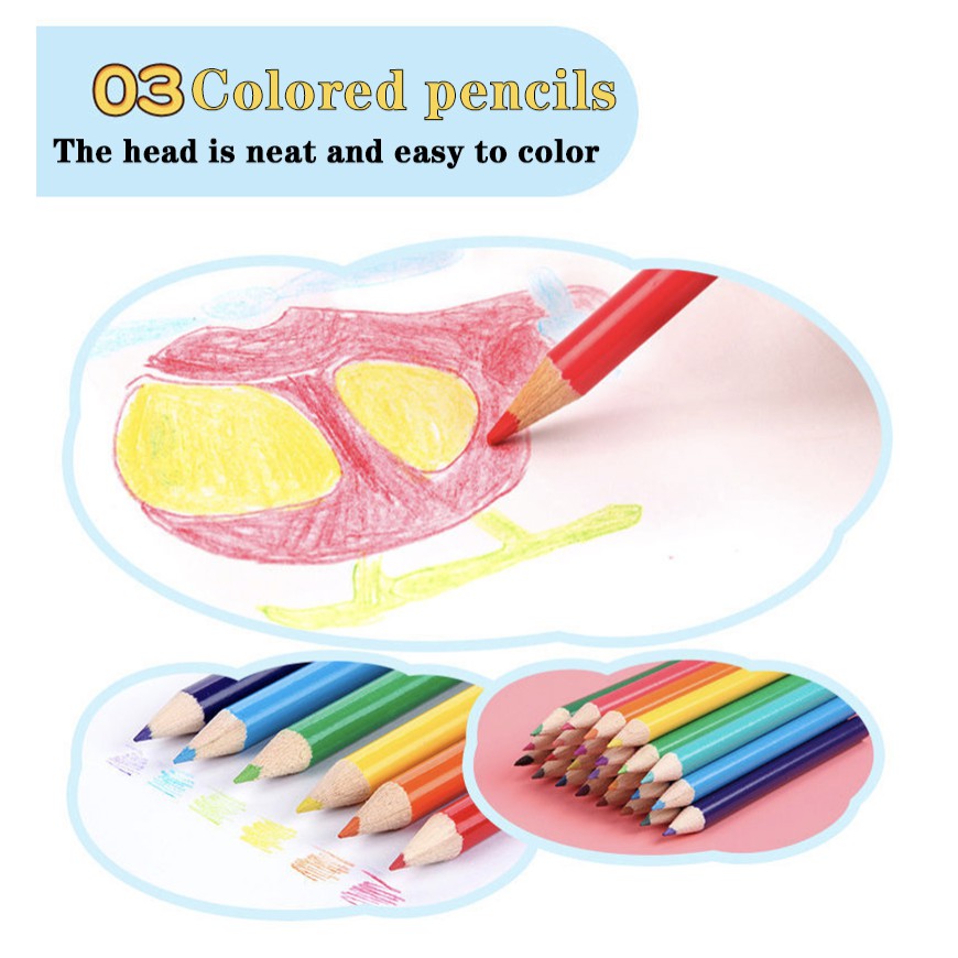 208/168/86 PCS Kids Painting Pen Crayon Drawing Art Set | Colour Pencils Stationery Case Set | Pensel Warna - Boo & Bub