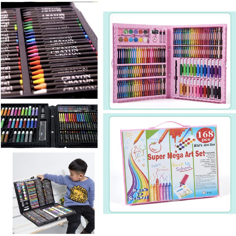 208/168/86 PCS Kids Painting Pen Crayon Drawing Art Set | Colour Pencils Stationery Case Set | Pensel Warna - Boo & Bub