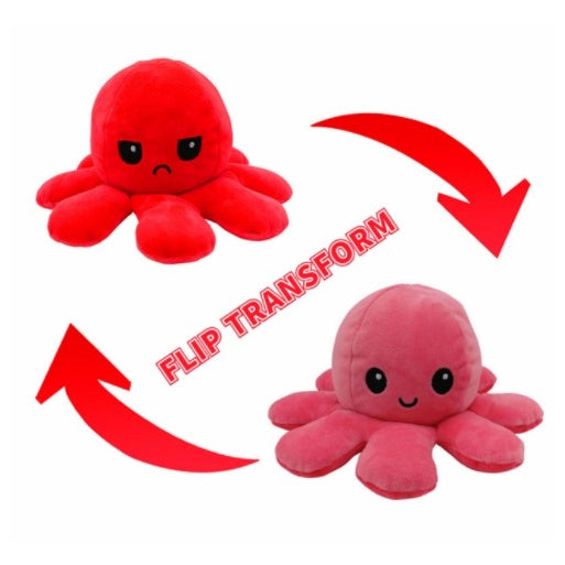 Tiktok Reversible Flip Stuffed Octopus Soft Plush Doll Double-sided Color Flip Plushie Toy - Boo & Bub