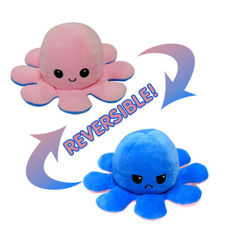 Tiktok Reversible Flip Stuffed Octopus Soft Plush Doll Double-sided Color Flip Plushie Toy - Boo & Bub