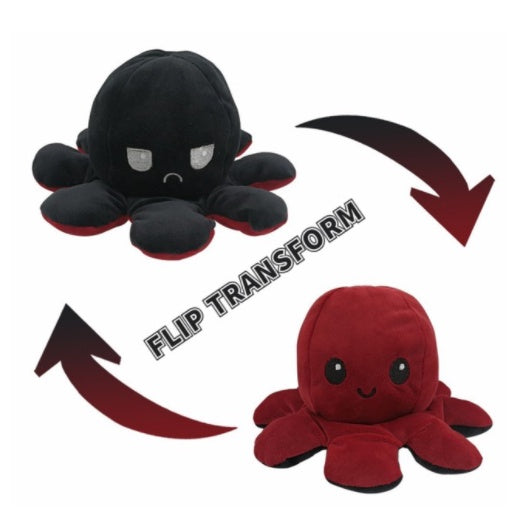 Tiktok Reversible Flip Stuffed Octopus Soft Plush Doll Double-sided Color Flip Plushie Toy - Boo & Bub