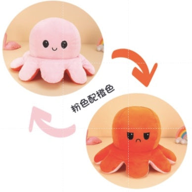 Tiktok Reversible Flip Stuffed Octopus Soft Plush Doll Double-sided Color Flip Plushie Toy - Boo & Bub