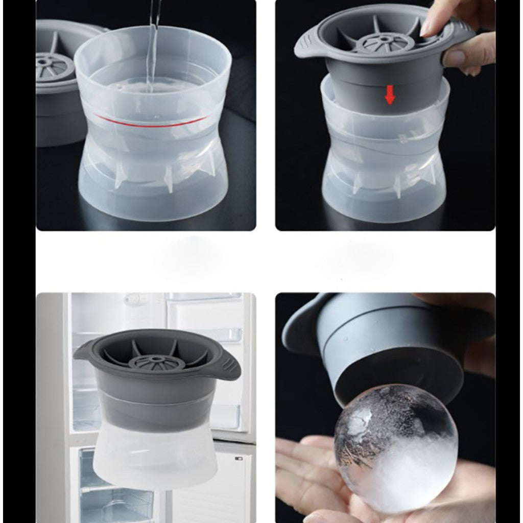 2.5inch Large Ice Ball Maker Silicone Mold | Spherical Ice Cube Mould Whiskey Maker Round Ice Box Quick Freezer - Boo & Bub