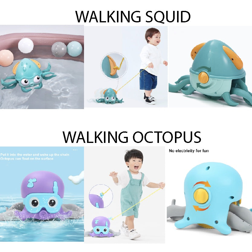 Beach Crawling Bath Big Crab Octopus Squid Toys | Crawl Windup shower toy game For Kids Children Gifts - Boo & Bub