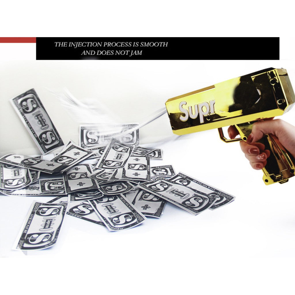 Supreme Cash Cannon | Money Toy Gun | Mainan Pistol Wang Kertas with 100 pcs Bills Party Games Outdoor - Boo & Bub