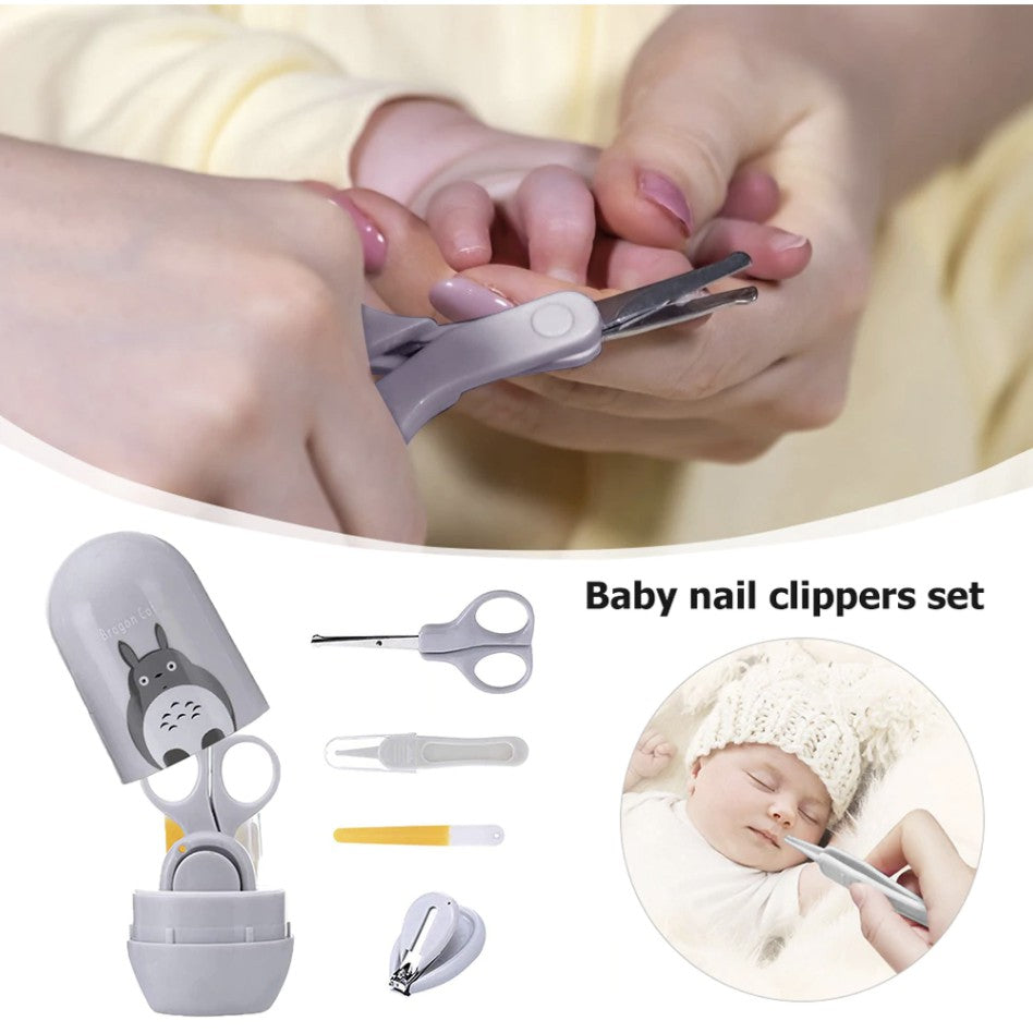 4pcs Newborn Baby Nail Care Set Kit | Cute Infant Finger Trimmer Scissors Nail Clippers Cartoon Animal Storage - Boo & Bub