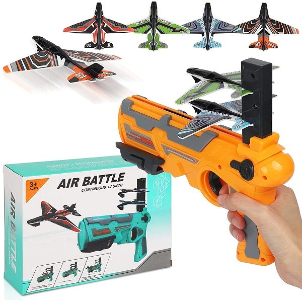 Air Battle Airplane Glider Toy Gun | Flight EVA Soft Aircraft Flying Launcher Toys Airsoft Gun Continuous Launch - Boo & Bub