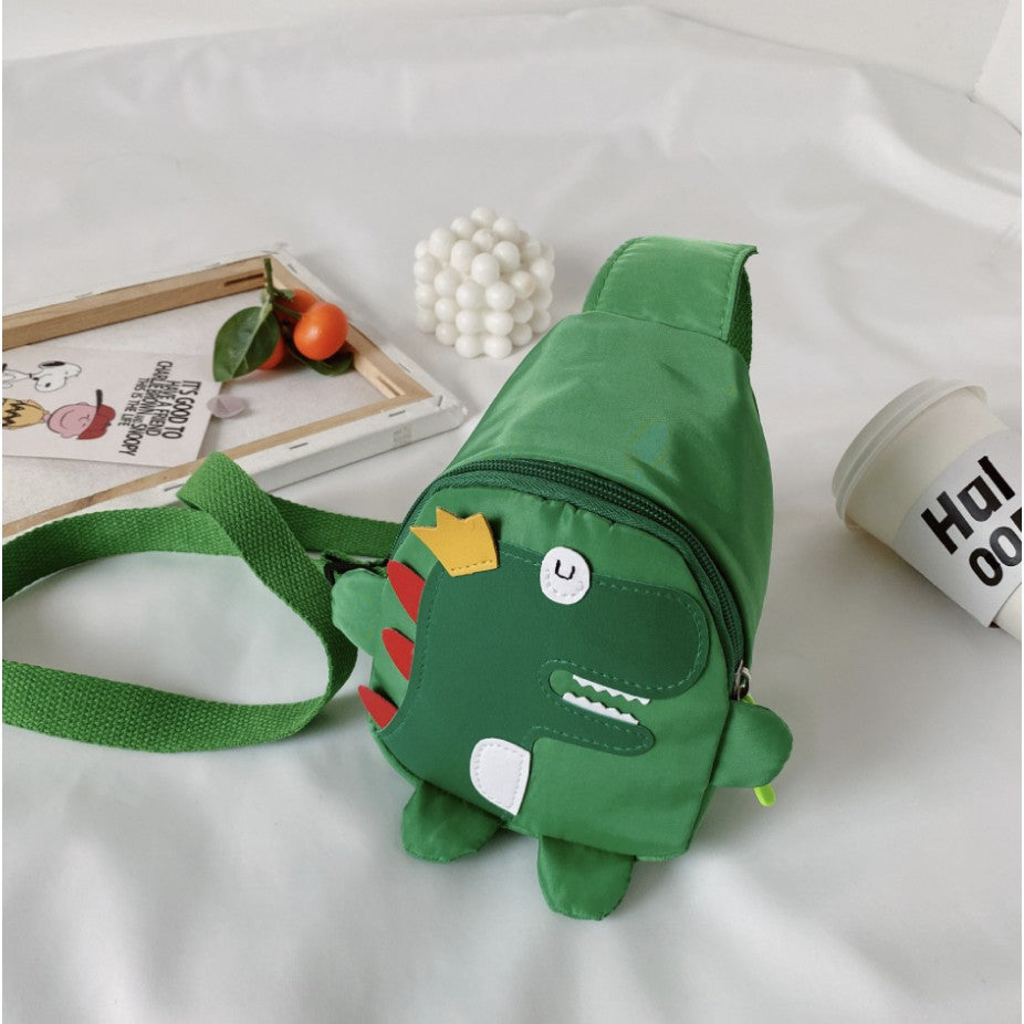 Dinosaur Kid Nylon Backpack Sling Bag | Cute Dino Bag For Kid | Children Preschool & Kindergarten Bag - Boo & Bub