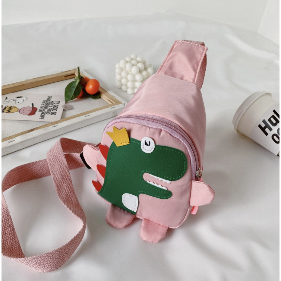 Dinosaur Kid Nylon Backpack Sling Bag | Cute Dino Bag For Kid | Children Preschool & Kindergarten Bag - Boo & Bub