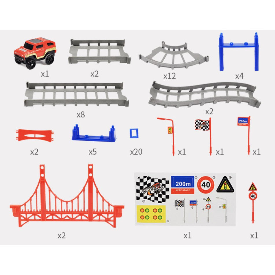 90PCS DIY Assembly Railway Racing Track Car - Boo & Bub