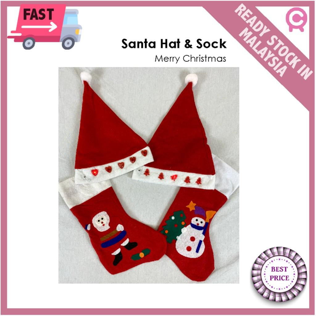 Christmas Santa LED Flashing Hat Socks For Adults Kids Children Santa Xmas - Boo & Bub