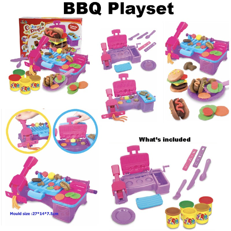 Ice Cream BBQ Burger Maker Plasticine Toy Clay  Pretend Play | Play Dough Clay Mould Noodle | Permainan Masak - Boo & Bub