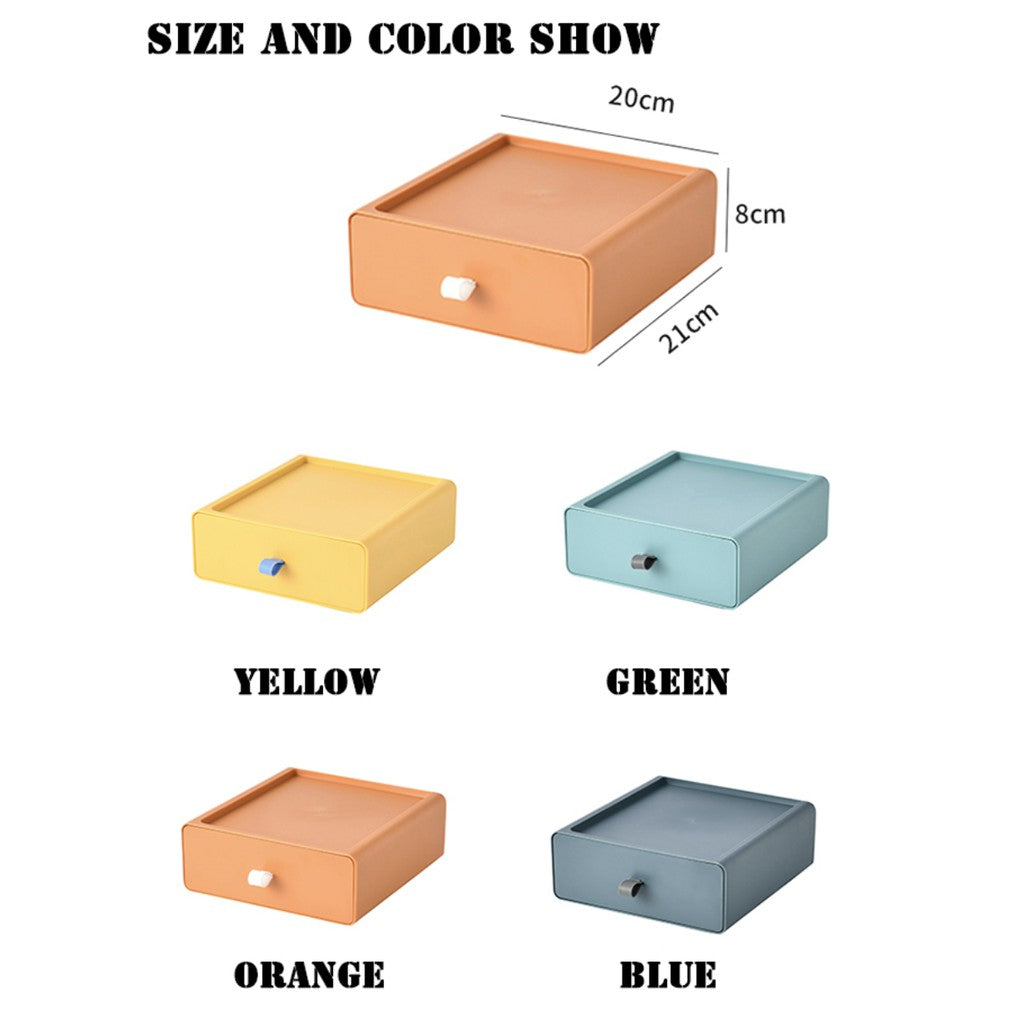 Colorful Stackable Drawers | Small Plastic Desktop Storage Box With Handle Makeups, Bathroom, Dorm, Desk, Vanity - Boo & Bub