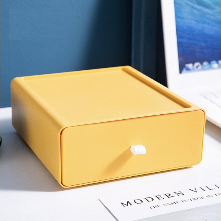 Colorful Stackable Drawers | Small Plastic Desktop Storage Box With Handle Makeups, Bathroom, Dorm, Desk, Vanity - Boo & Bub